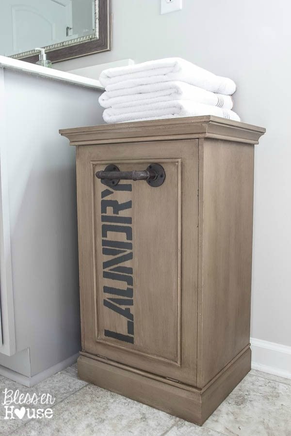 Industrial Style Laundry Hamper Makeover